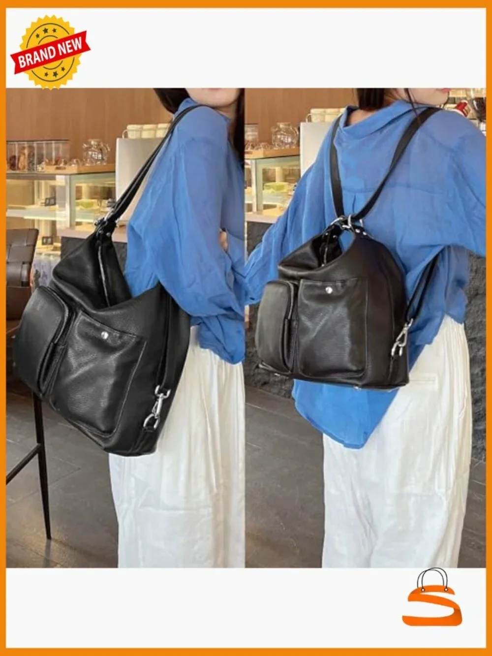 Large Suede Hobo Convertible Backpack with Straps, Multi-Pockets